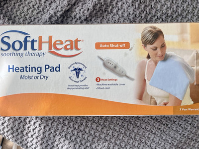 Soft Heat Heating Pad Moist or Dry Auto Shut-off 3 Heat Settings Blue