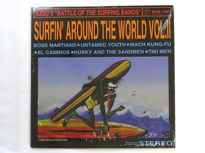 Surfin' Around The World Vinyl LP KZSU's Battle Of The Surfing Bands Tiki Men EX