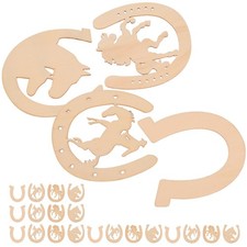 24 Pcs Rustic Bedroom Wall Decor Horseshoe Wood Cutout Craft Blanks