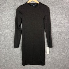 NEW French Connection Bodycon Dress SIZE 6 Black Long Sleeve Fitted Mini
