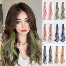 Synthetic 2 Pieces Set 50cm Water Wave Colored Curly Hair Extensions Pink Blue
