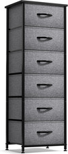 Kids Fabric Dresser - 6 Drawer Storage Tower with Steel Frame  Wood Handle