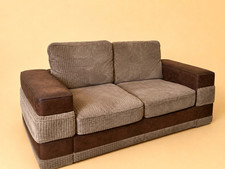 Furniture Village Corduroy Corner Sofa 6 Seater Grey/Brown Track Arms
