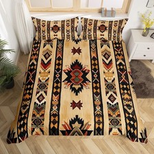 Image of Wood Southwestern Duvet Cover Geometric Bedding Set Tribal Native ...