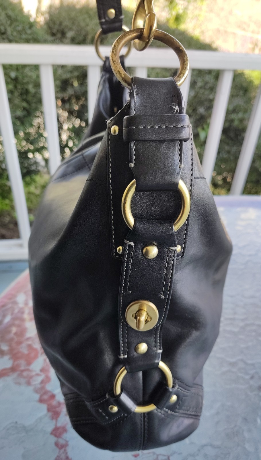 Coach Vintage LARGE F10616 Carly Black Leather Shoulder Bag image 5