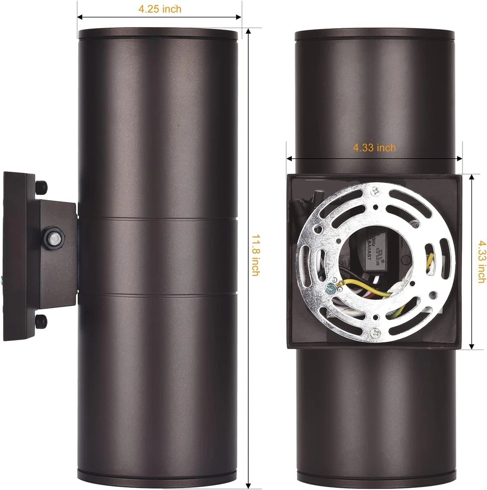 Luzes de parede externas do anoitecer ao amanhecer luminárias externas, cilindro listado ETL... - Imagem 3 de 4