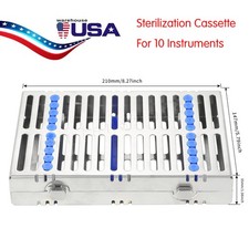 PREMIUM DENTAL AUTOCLAVE STERILIZATION CASSETTE RACK BOX TRAY FOR 10 INSTRUMENTS