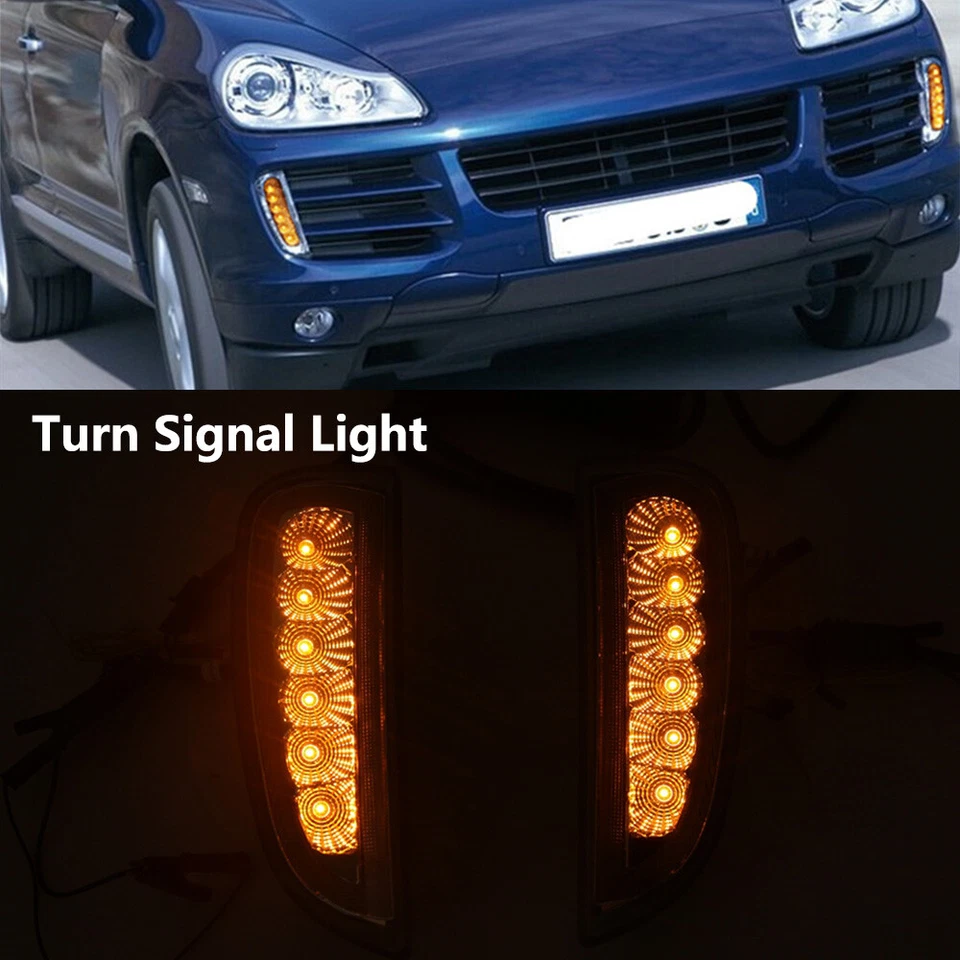 2 peças luz de circulação diurna LED DRL lâmpada de sinalização de neblina para Porsche Cayenne 2006-2010 - Imagem 4 de 4
