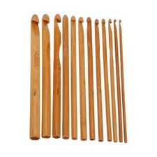 12 Pcs Bamboo Crochet Hooks Handcraft Knitting hook for Coarse Yarn