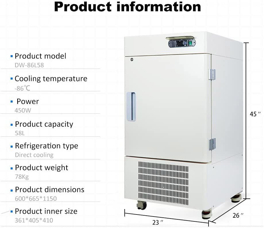 80°C 58L Vertical Ultra Low Temperature Freezer Refrigerator for