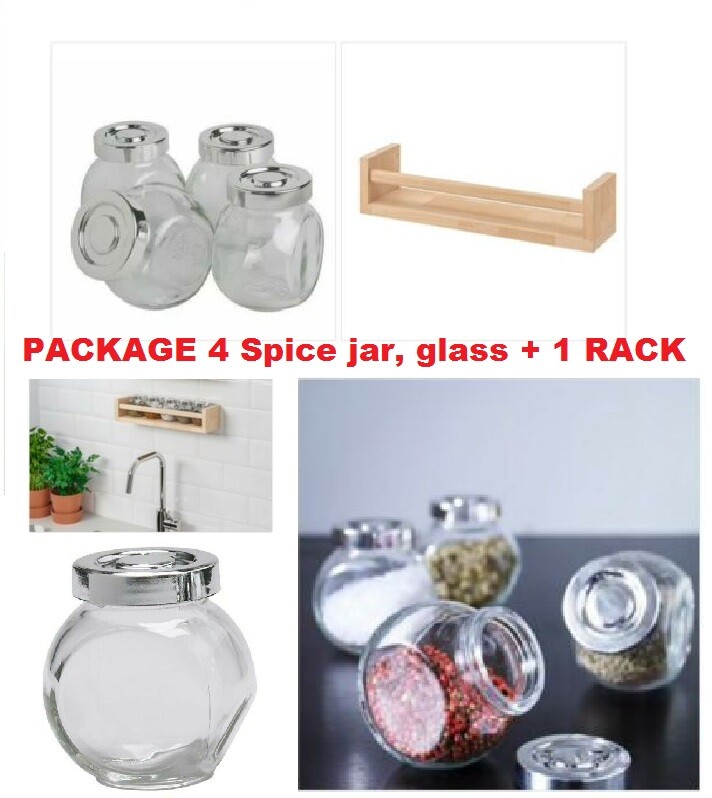 Ikea RAJTAN Herbs Spices Jars pack Glass Aluminium for Kitchen