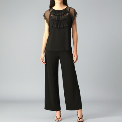 Y2K Arden B. Silk Sheer Ruffle Top Womens Size S Romantic Whimsigoth Black Lace