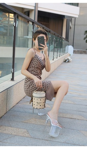 Womens Summer Super High Platform Stiletto Heels Round Toe Pull on Sexy Slippers - Picture 14 of 28
