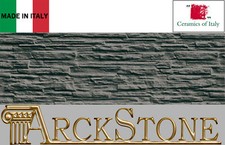 Campione Rivestimento Piastrella Effetto Pietra Gres Savoia Muretto Nero 15,5x46