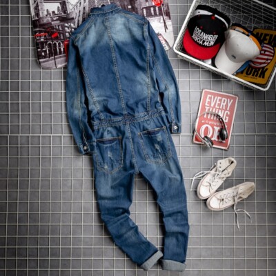 90’s vintage denim coverall Denim Jumpsuit 90s Ideas Coveralls Blue Jean Snap up Boiler