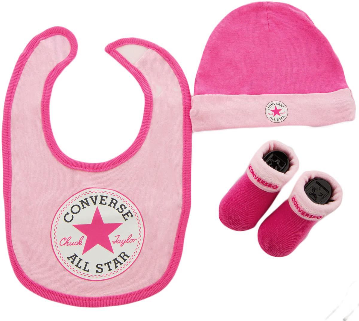 PONY Set culla Converse cappello bavaglino bavaglino set 3 pezzi rosa per bambini sotto 1 anno