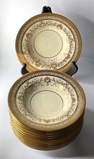 MINTONS FOR TIFFANY  CO GOLD ENCRUSTED SOUP PLATES SET 12 H4279