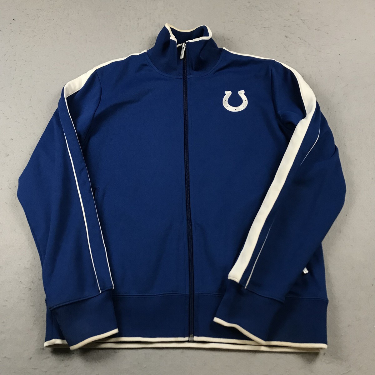 Indianapolis Colts Jacket Mens Large Blue Nike Track Bomber Full