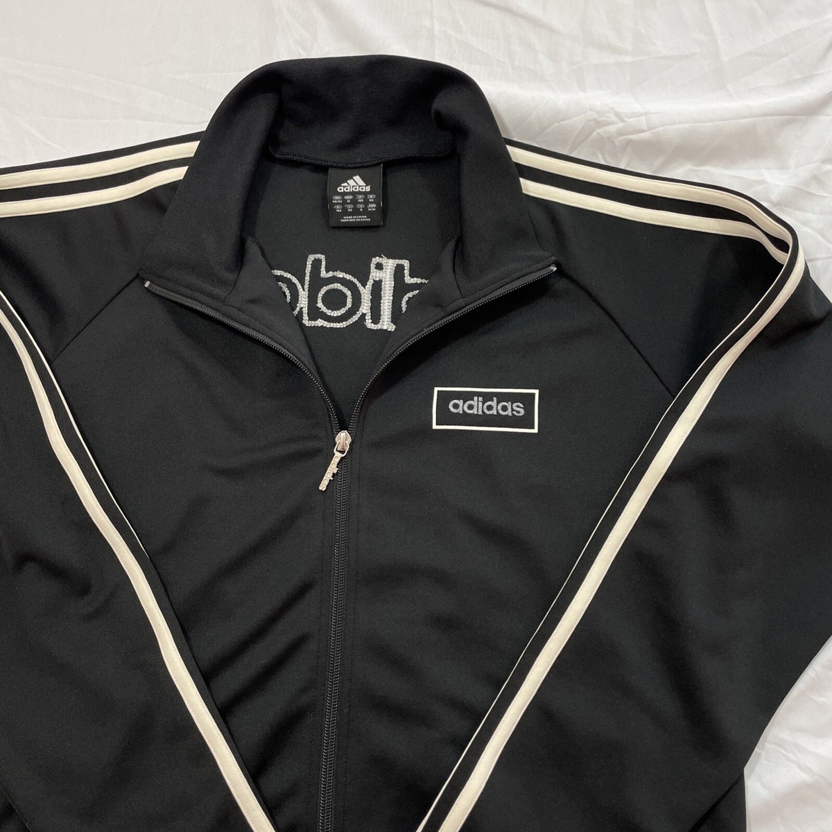 Adidas Track Full Zip Jacket Large Stitch Back Logo Size Medium