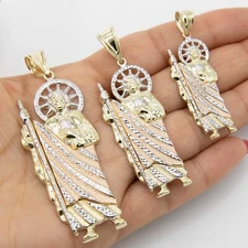 Diamond-Cut St. Jude Pendant Real Solid 10K Tri-Color Gold All Sizes