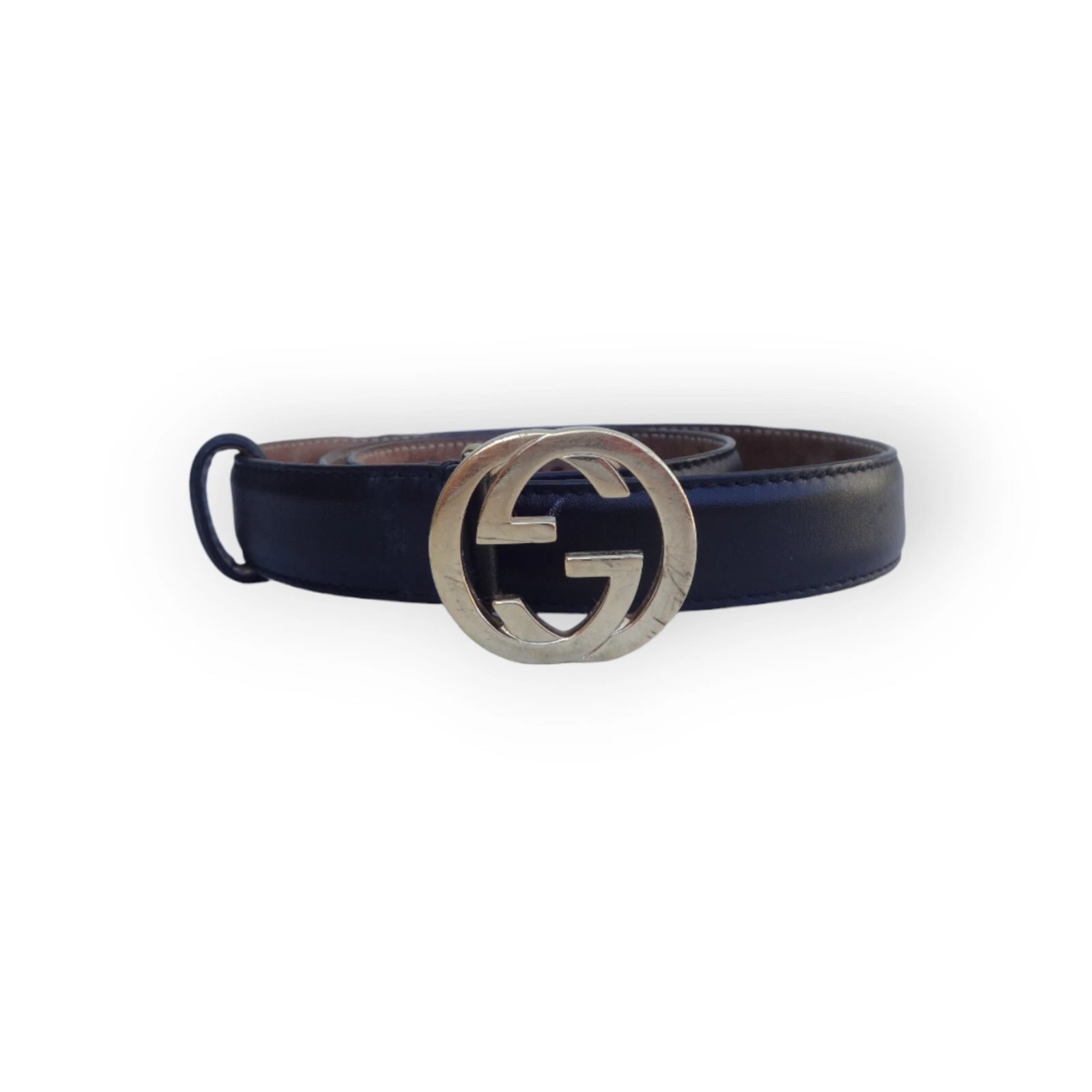 Ceinture Gucci authentique cuir noir imbriquée G taille 30