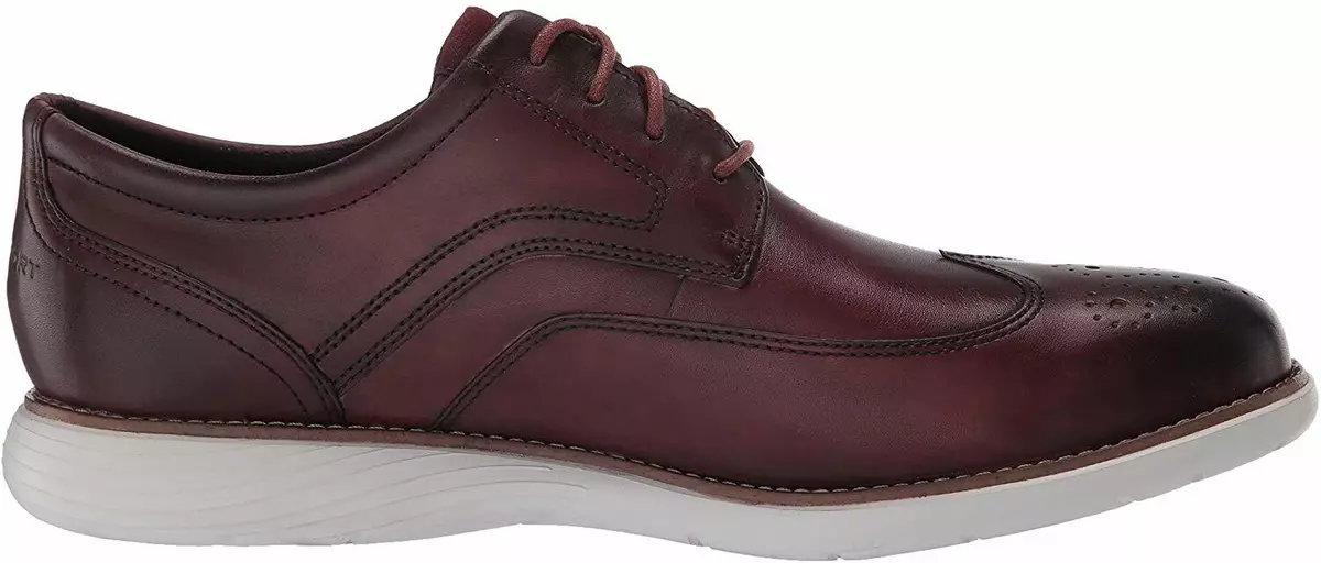 Rockport Men's Shoes Garett Wingtip Leather Derby Comfort Oxford Burgundy  CH5000