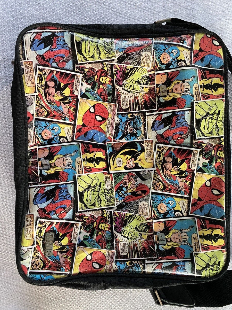 VTG Marvel Comics Messenger Crossbody Bag Comic Con Spidey Hulk