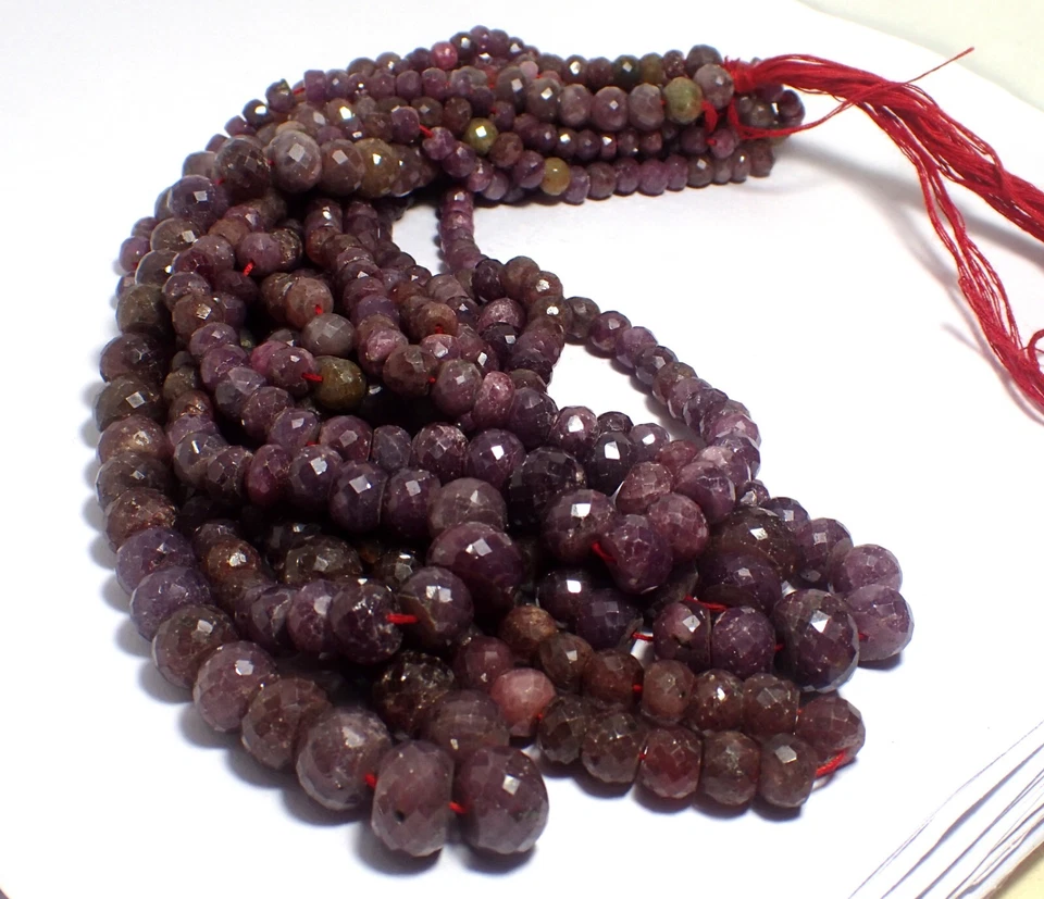 Irregular Smooth Loose Beads Strand Jewelry Making 0 Natural Purple Corundum 15" - Image 3 of 4