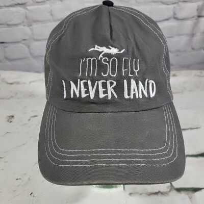 Disney Parks Peter Pan Hat Unisex Adult OSFA Adjustable Ball Cap Gray Im So Fly
