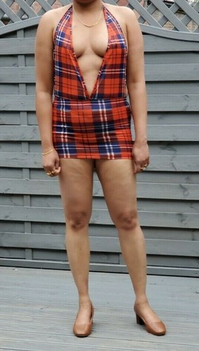 Tartan Micro Minikleid Damen superweich kurz hochtailliert kariert Kleider - Bild 3 von 12