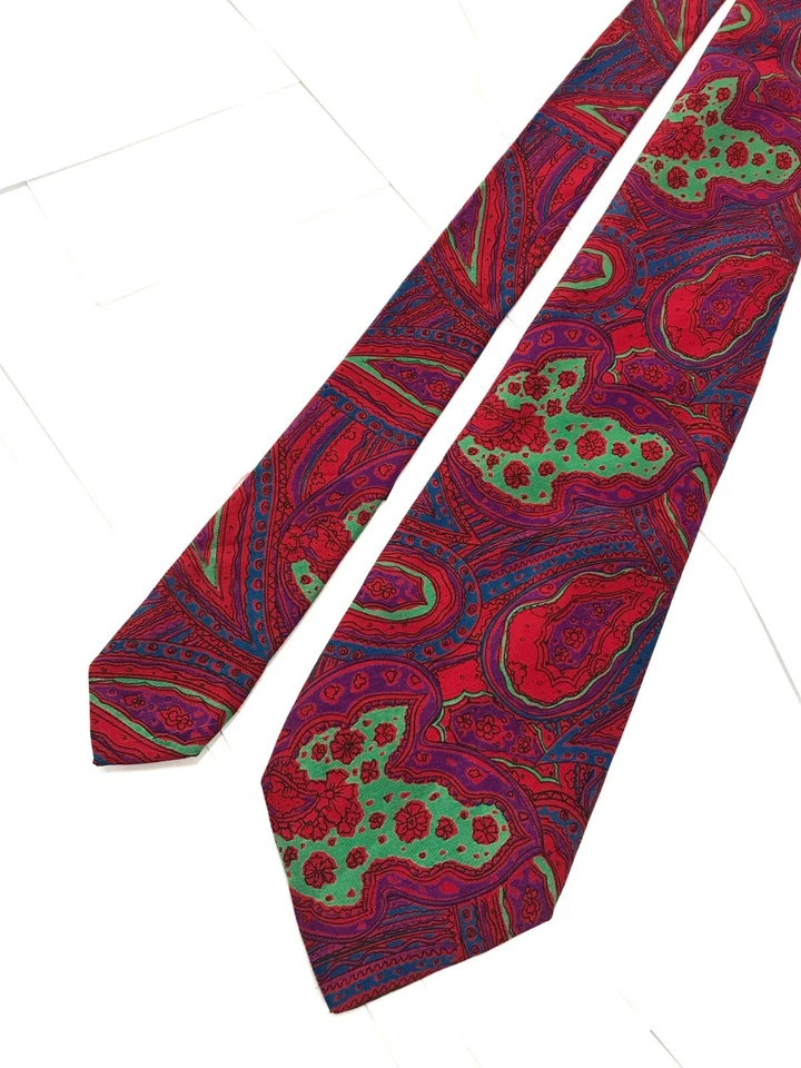 Corbata roja 100 % seda auténtica LAURA BIAGIOTTI de Guarisco diseño artístico Foto 4 de 4