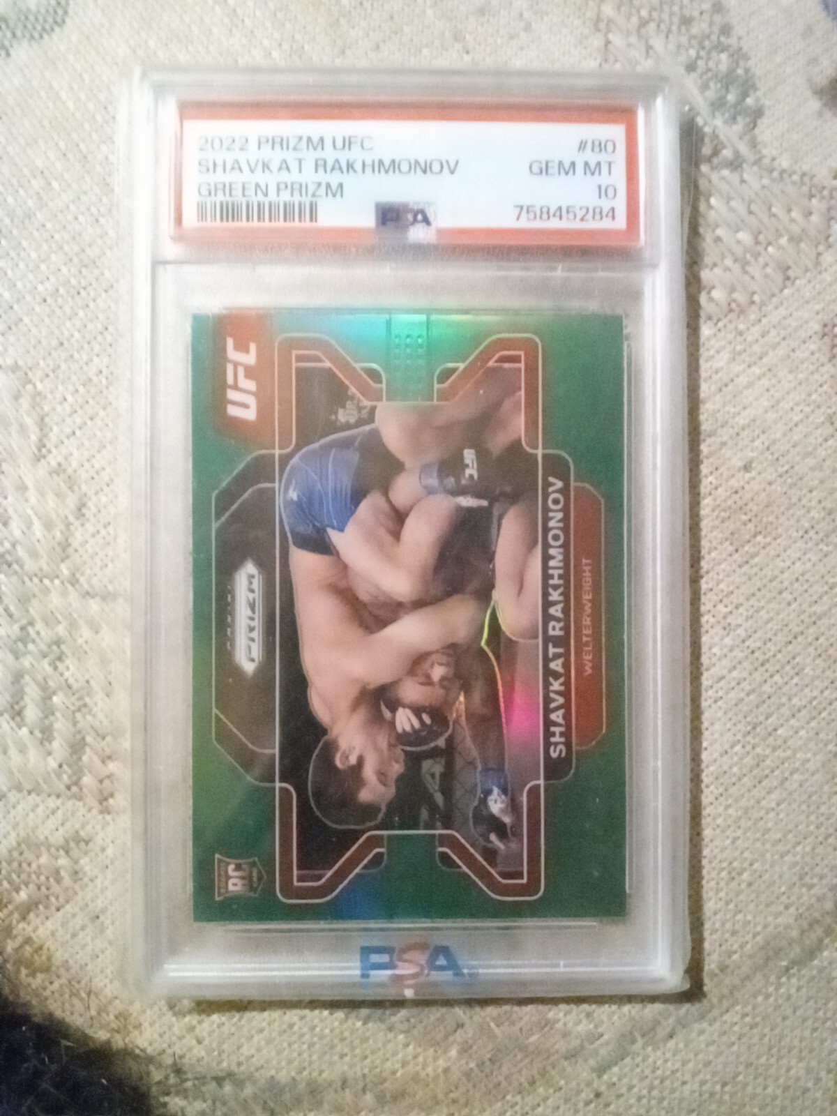2022 Prizm UFC Shavkat Rakhmonov Green Rookie PSA 10