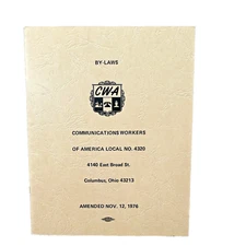 1976 Communications Workers of America CWA ByLaws Booklet Columbus Ohio