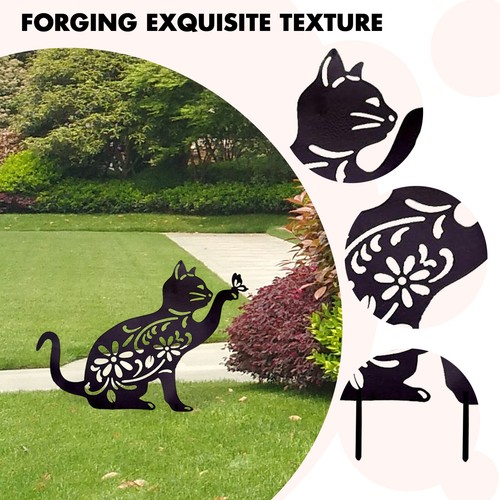Metal Cat Garden Statues Silhouette Animal Stakes Lawn Ornaments (Single Cat) - Picture 7 of 8