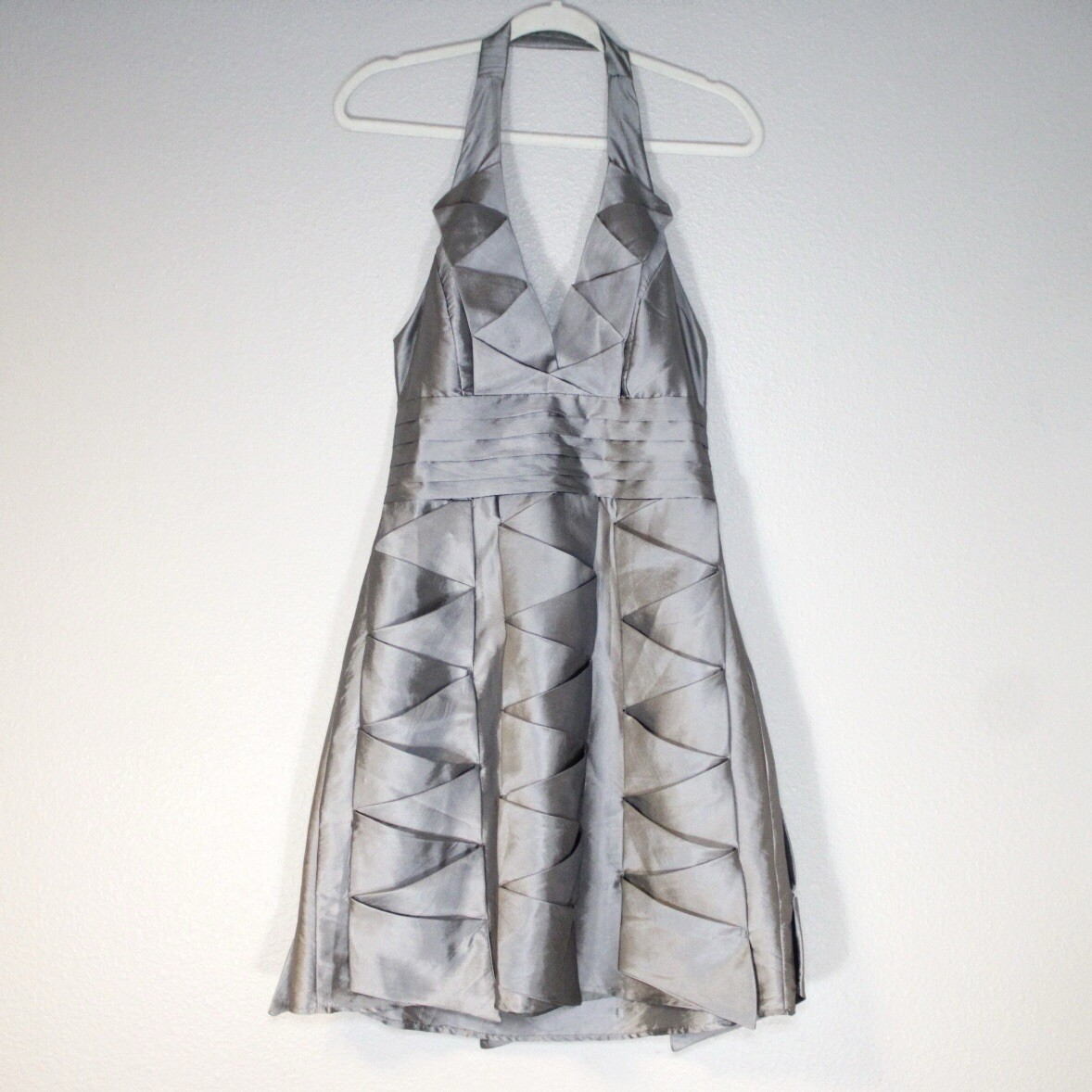 Romeo and Juliet Couture Mini Dress Size Medium Silver Bandage Halter Fit  Flare