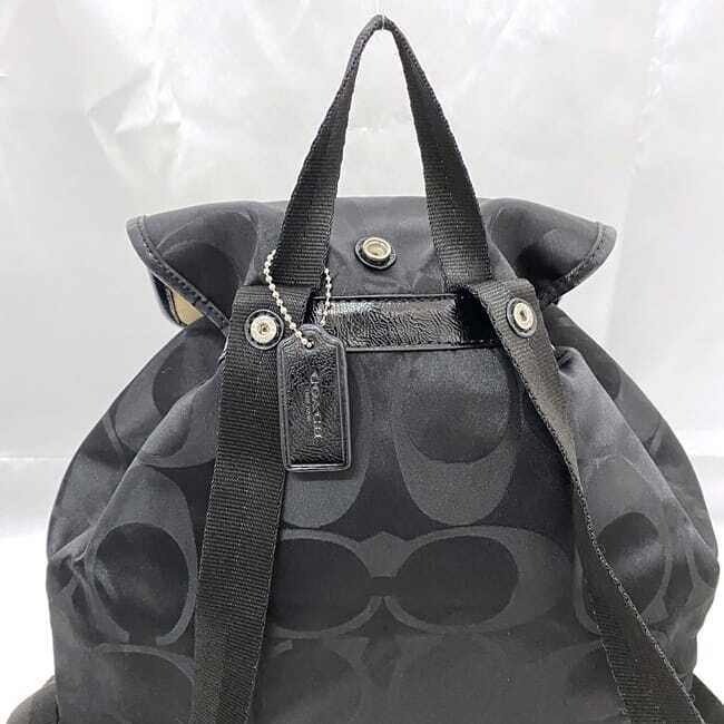 Coach Rucksack EC-22300 Black Signature F77350 Good Condition Canvas Leather Coach Rucksack EC-22300 Black Signature F77350 Good  main image 3