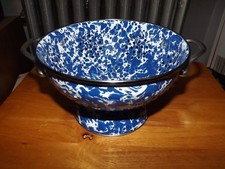 THRESHOLD ATHENS BLUE SWIRL ENAMELED 8.75" MEDIUM COLANDER, NEW