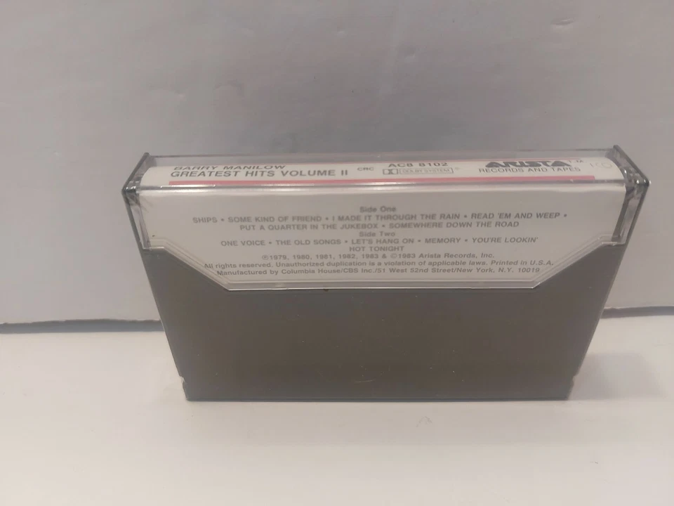  Barry Manilo Cassette Tape Greatest Hits.  Vol. 2 - Image 2 of 3