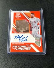 2021 Panini Elite Extra Edition Matheu Nelson Orange Jersey Patch Auto 038/149