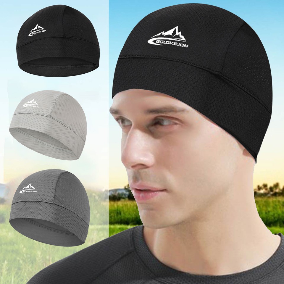 Cooling Bald Dome Skull Cap Helmet Liner Sport Beanie Hat Moisture