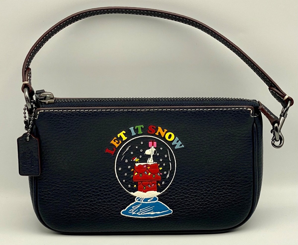 COACH Peanuts Snoopy Accessory Pouch Mini Handbag Leather