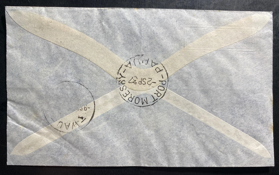 1937 Port Moresby Papua New Guinea Registered Cover Coronation King George VI - Image 2 of 2