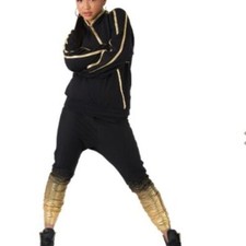 Hip Hop Dance Costume, Black  Gold, Child Large, Costume Gallery