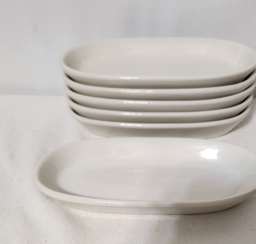 Set of 6-USA DC 716 Restaurant Ware White Porcelain Oval Celery Dish 7.5 x 3.75"
