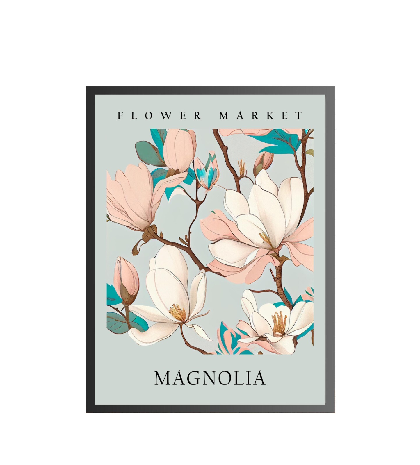 Magnolia Flower Art Print Poster Wall Decor Painting Floral Botanical
