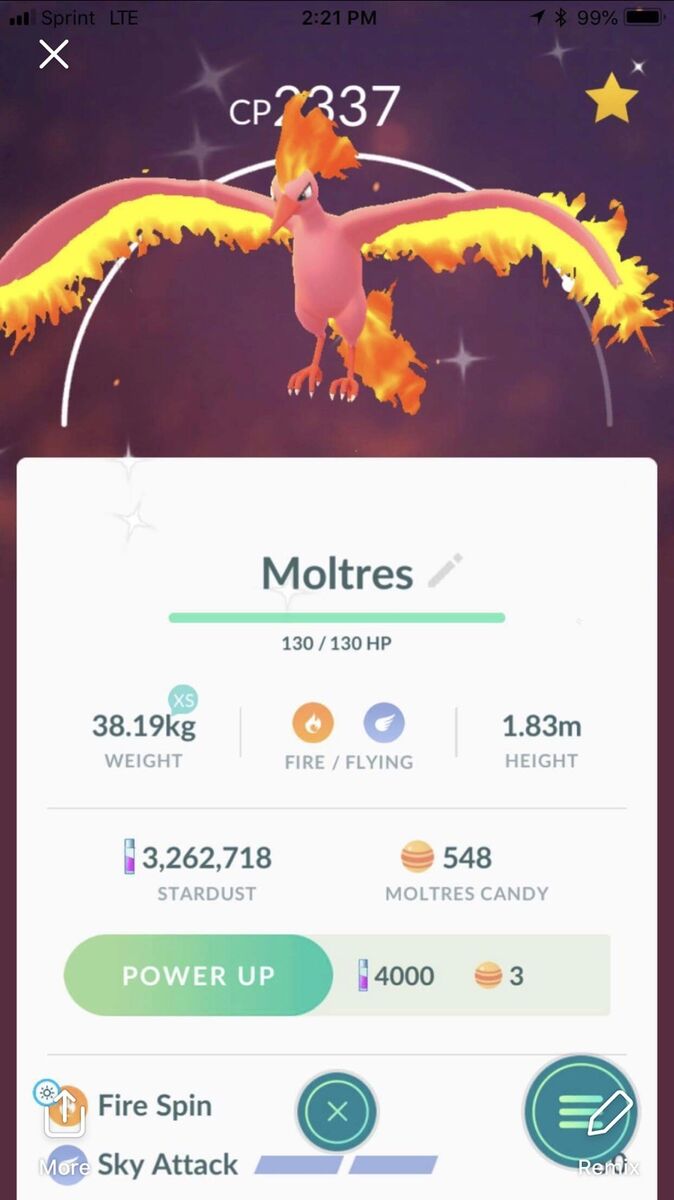 Used a lucky trade on this shiny moltres! : r/pokemongo