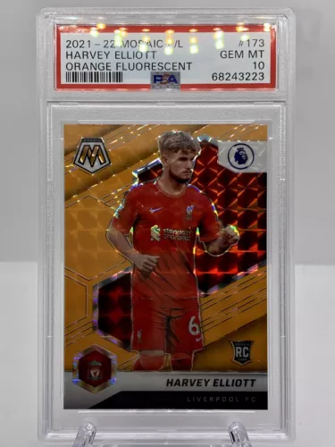 HARVEY ELLIOTT 2021-22 Mosaic PL 173 Orange Fluorescent Prizm RC PSA 10 GEM 🔥📈