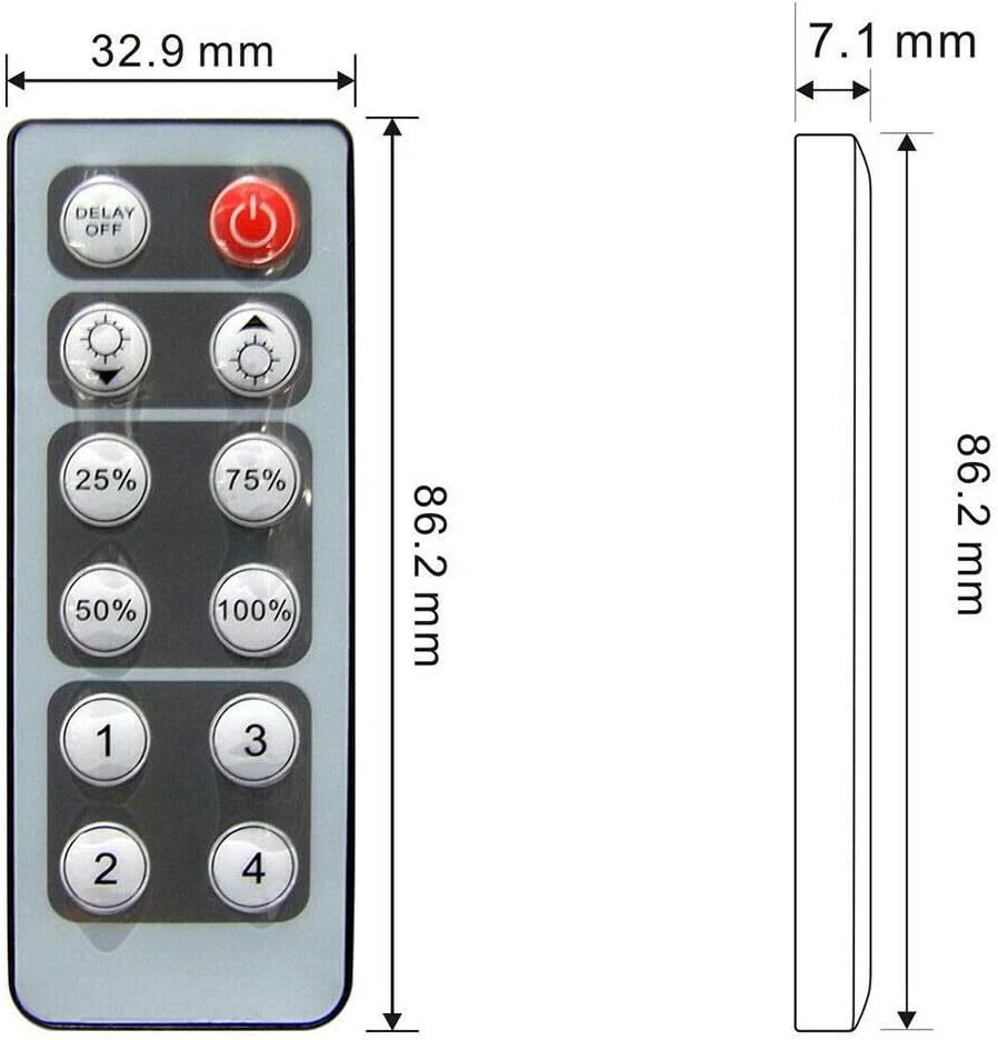 LED Dimmer Wall Switch DC12-24V 8A IR 12Key Remote Control For Single LED Strip - Image 3 of 4