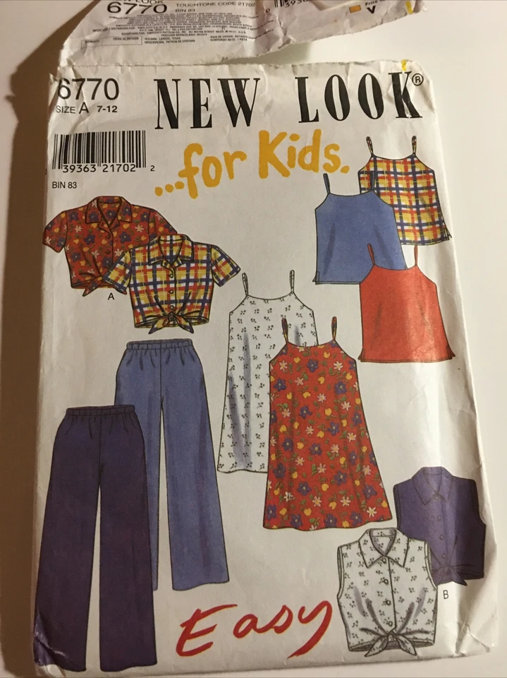 NEW LOOK for Kids 6770 Vintage Sewing Pattern Tops Pants Size 7 8 9 10 11 12 - Image 2 of 4