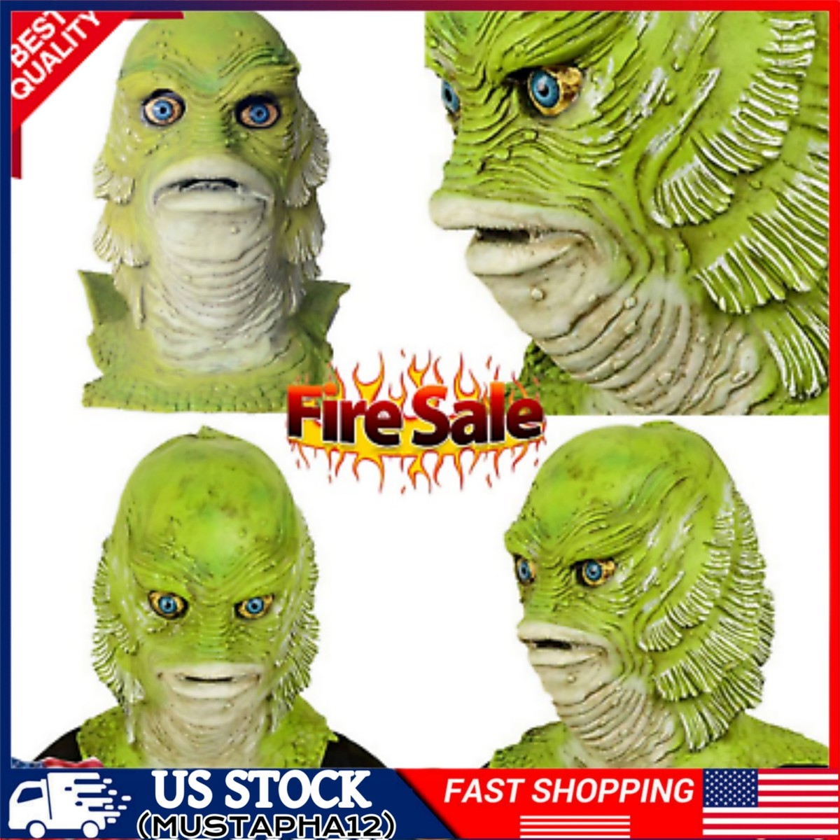 Creature from The Black Lagoon Grave Monster Full Head Mask Rubber 